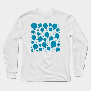 Blue festive party balloons pattern design Long Sleeve T-Shirt